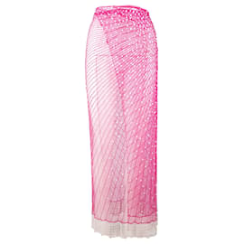 Roberto Cavalli-Roberto Cavalli Bead Embellished Wrap Skirt-Pink