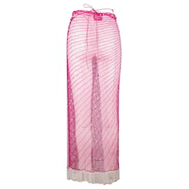 Roberto Cavalli-Roberto Cavalli Bead Embellished Wrap Skirt-Pink