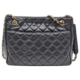 Chanel-Chanel Classic Shopping Shoulder Bag and Tote Bag with charm-Black