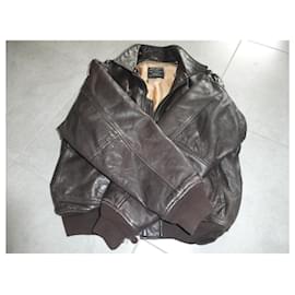 Autre Marque-giacca avirex G1 vintage in pelle marrone taglia L-Marrone scuro