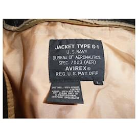 Autre Marque-Avirex G1 Vintage Lederjacke braun Größe L-Dunkelbraun