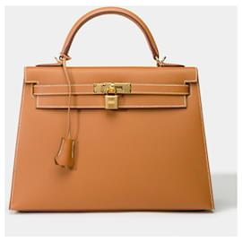 Hermès-Hermes Kelly bag 32 in Golden Leather - 101786-Golden