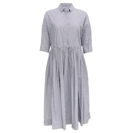 Autre Marque-Casey Casey Blue / White Pinstriped Shirt Dress-Blue