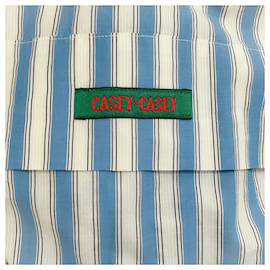 Autre Marque-Casey Casey Blue / Weißes, breit gestreiftes Hemdblusenkleid-Blau