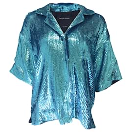 Autre Marque-Meryll Rogge Blue Sequined Short Sleeved Top-Blue