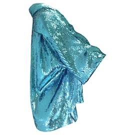 Autre Marque-Meryll Rogge Top azul de manga corta con lentejuelas-Azul
