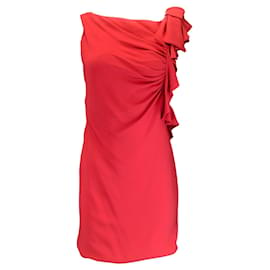 Autre Marque-Rotes ärmelloses Crêpe-Kleid mit Rüschen von Valentino-Rot