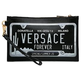 Versace-Embrague con placa de matrícula Versace negro-Negro