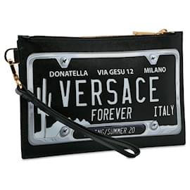 Versace-Black Versace License Plate Clutch-Black