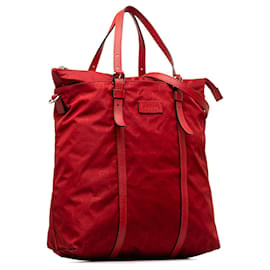 Gucci-Bolso satchel rojo de nailon con GG de Gucci-Roja