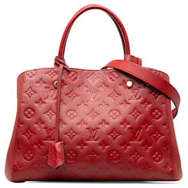 Louis Vuitton-Bolso satchel rojo Louis Vuitton con monograma Empreinte Montaigne MM-Roja