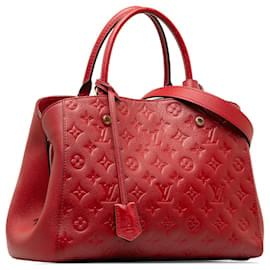 Louis Vuitton-Bolso satchel rojo Louis Vuitton con monograma Empreinte Montaigne MM-Roja