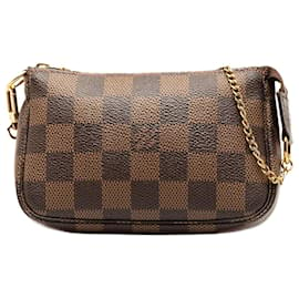 Louis Vuitton-Brown Louis Vuitton Damier Ebene Mini Pochette Accessoires Shoulder Bag-Brown