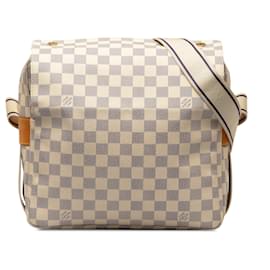 Louis Vuitton-Beige Louis Vuitton Damier Azur Naviglio Crossbody Bag-White