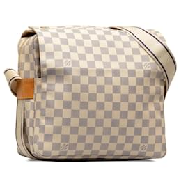 Louis Vuitton-Beige Louis Vuitton Damier Azur Naviglio Crossbody Bag-Bianco