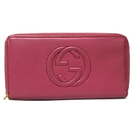 Gucci-Red Gucci Soho Leather Long Wallet-Red