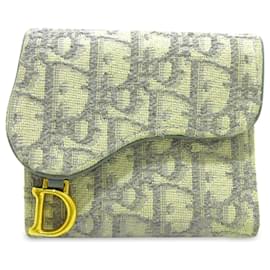 Dior-Gray Dior Oblique Saddle Compact Wallet-Other