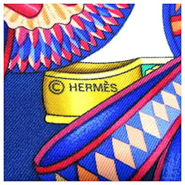 Hermès-Blue Hermes Les Rubans du Cheval Silk Scarf Scarves-Blue