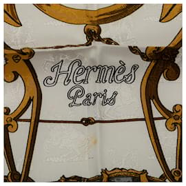 Hermès-Lenço de seda branco Hermes Par Mefsire Antoine De Plvvinel-Branco