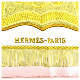 Hermès-Sciarpe di seta Hermes Poste et Cavalerie gialle-Giallo