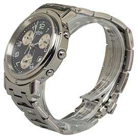 Hermès-Reloj Clipper de acero inoxidable y cuarzo Hermes plateado-Plata