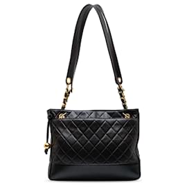 Chanel-Black Chanel Quilted CC Lambskin Shoulder Bag-Black