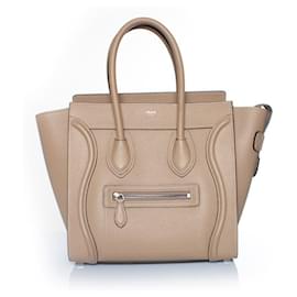 Céline-Celine, leather luggage tote in dune-Brown