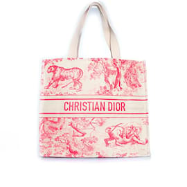 Christian Dior-DIOR, Borsa tote Dioriviera in paglia rosa-Rosa,Altro