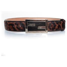 Fendi-Fendi, Leopard ponyskin belt-Brown,Black,Golden
