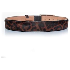 Fendi-Fendi, Cinturón de piel de potro de leopardo-Castaño,Negro,Dorado