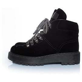 Prada-Prada, Hicking boots in black velvet-Black