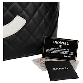Chanel-Sacola de couro Chanel Black Cambon Line-Preto
