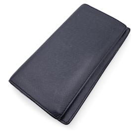 Louis Vuitton-Black Taiga Leather Long Brazza Continental Wallet-Black