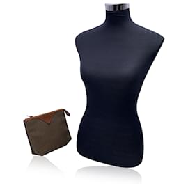 Yves Saint Laurent-Bolso clutch con cremallera de vinilo texturizado marrón vintage-Castaño