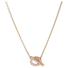 Hermès-Hermès Finesse Pendant with Diamonds in 18k Rose Gold 0.46 ctw-Metallic