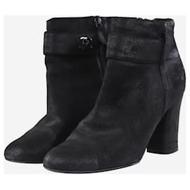 Chanel-Black high heeled boots with CC charm - size EU 37.5-Black