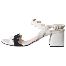 Prada-Cream contrast wavy-strap heels  - size EU 38-Cream
