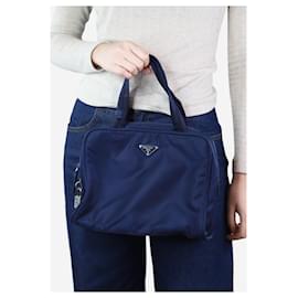 Prada-Navy nylon Boston top-handle bag-Navy blue