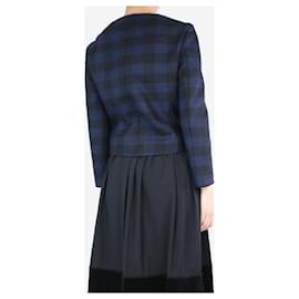 Christian Dior-Blue check cropped jacket - size UK 14-Blue
