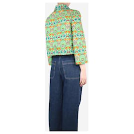 Miu Miu-Jaqueta jeans cropped floral verde - tamanho UK 12-Verde