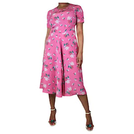 Altuzarra-Vestido rosa de manga corta con estampado floral - talla UK 14-Rosa