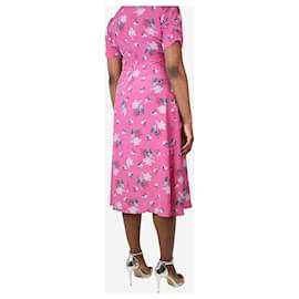 Altuzarra-Vestido rosa de manga corta con estampado floral - talla UK 14-Rosa
