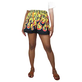 Prada-Pantalón corto con estampado de llamas y plátanos multicolor - talla UK 14-Multicolor