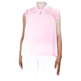 Etro-Pink ruffled neck-tie blouse - size UK 14-Pink
