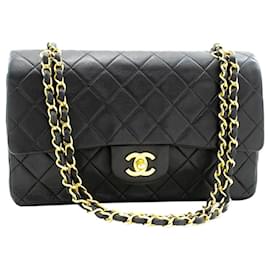 Chanel-BLACK VINTAGE 1989 Medium Classic lined Flap Bag-Black