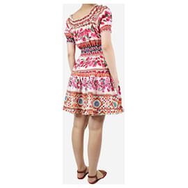 Luisa Cerano-Mini-robe en lin imprimé floral multicolore à épaules dénudées - taille UK 8-Rose