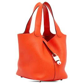 Hermès-Hermes Orange Taurillon Clemence Picotin Lock 18-Orange