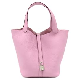 Hermès-Hermes Pink Clemence Picotin Lock MM-Pink