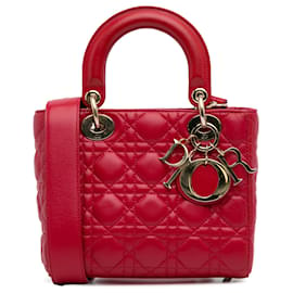 Dior-Dior Cannage pequeño de piel de cordero rojo My ABCDior Lady Dior-Roja
