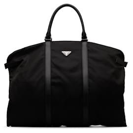 Prada-Prada Black Saffiano Trimmed Tessuto Garment Bag-Black